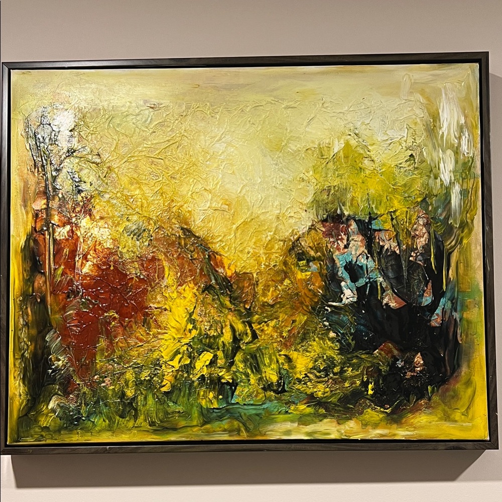 Abstract Landscape Wall Art Painting in Yellow and Green